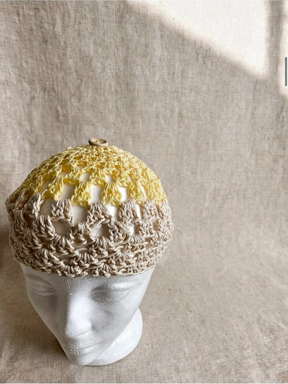 Crochet Floral Sun Hat in Yellow & Cream New